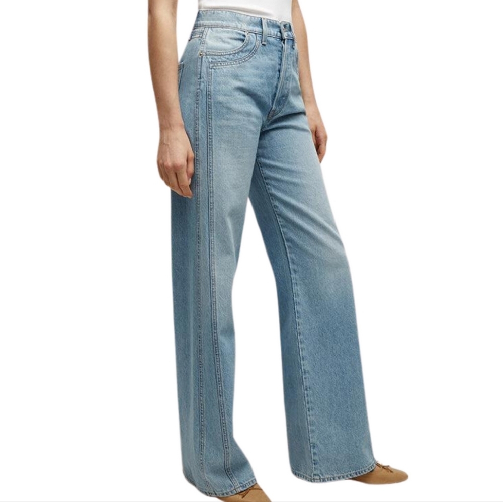 Size 32 NWT Veronica Beard Taylor Taylor Double-Seam Wide-Leg Jean in Nova